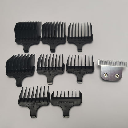 Razor T-Blade + 8X Clipper Comb (#1- #8,1/8"-1",3mm-25mm) Replace For Wahl 9884L 9885 9885L