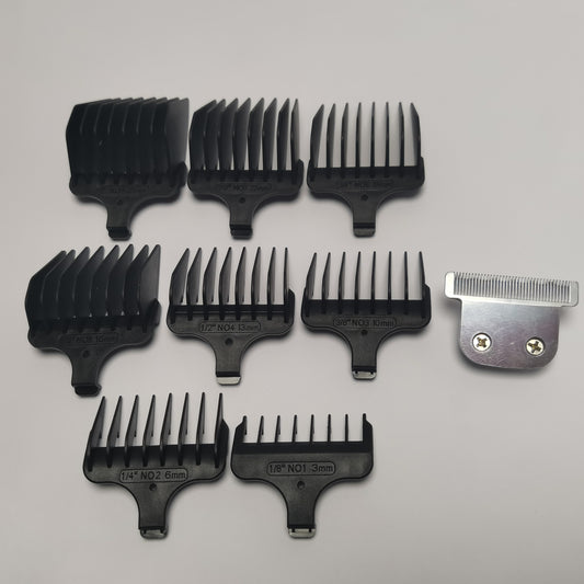 Razor T-Blade + 8X Clipper Comb #1- #8,1/8"-1", 3-25mm Replacement For Wahl 9893 9893 9653