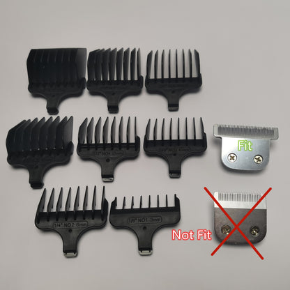 Razor T-Blade + 8X Clipper Comb (#1- #8,1/8"-1",3mm-25mm) Replace For Wahl 9884L 9885 9885L