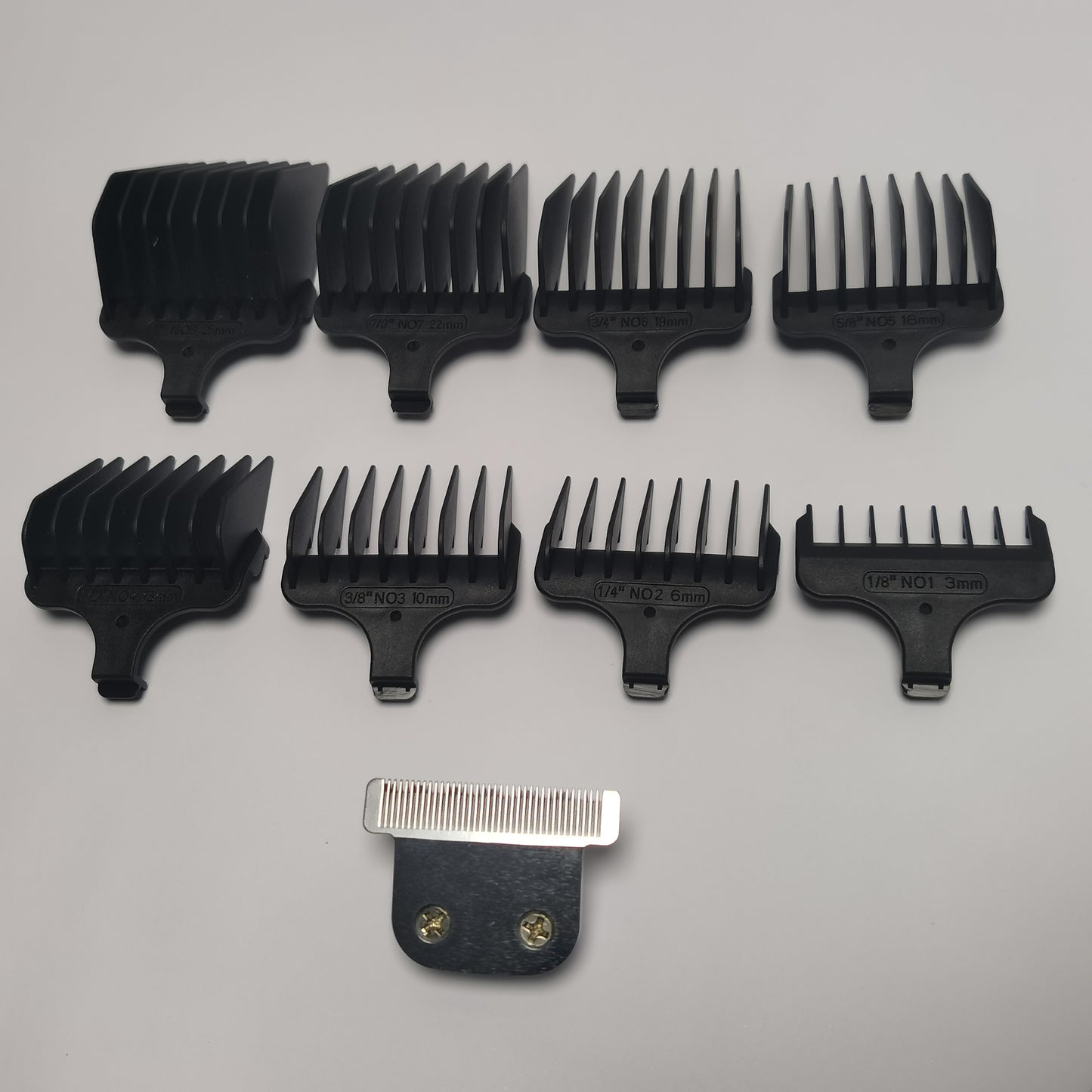 Shaver T-Blade + 8X Clipper Comb (#1- #8,1/8"-1",3mm-25mm) Replace For Wahl 9886 9888 9888L