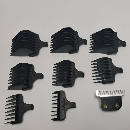 Razor T-Blade + 8X Clipper Comb (#1- #8,1/8"-1",3mm-25mm) Replace For Wahl 9818L 9837 9854 9854L