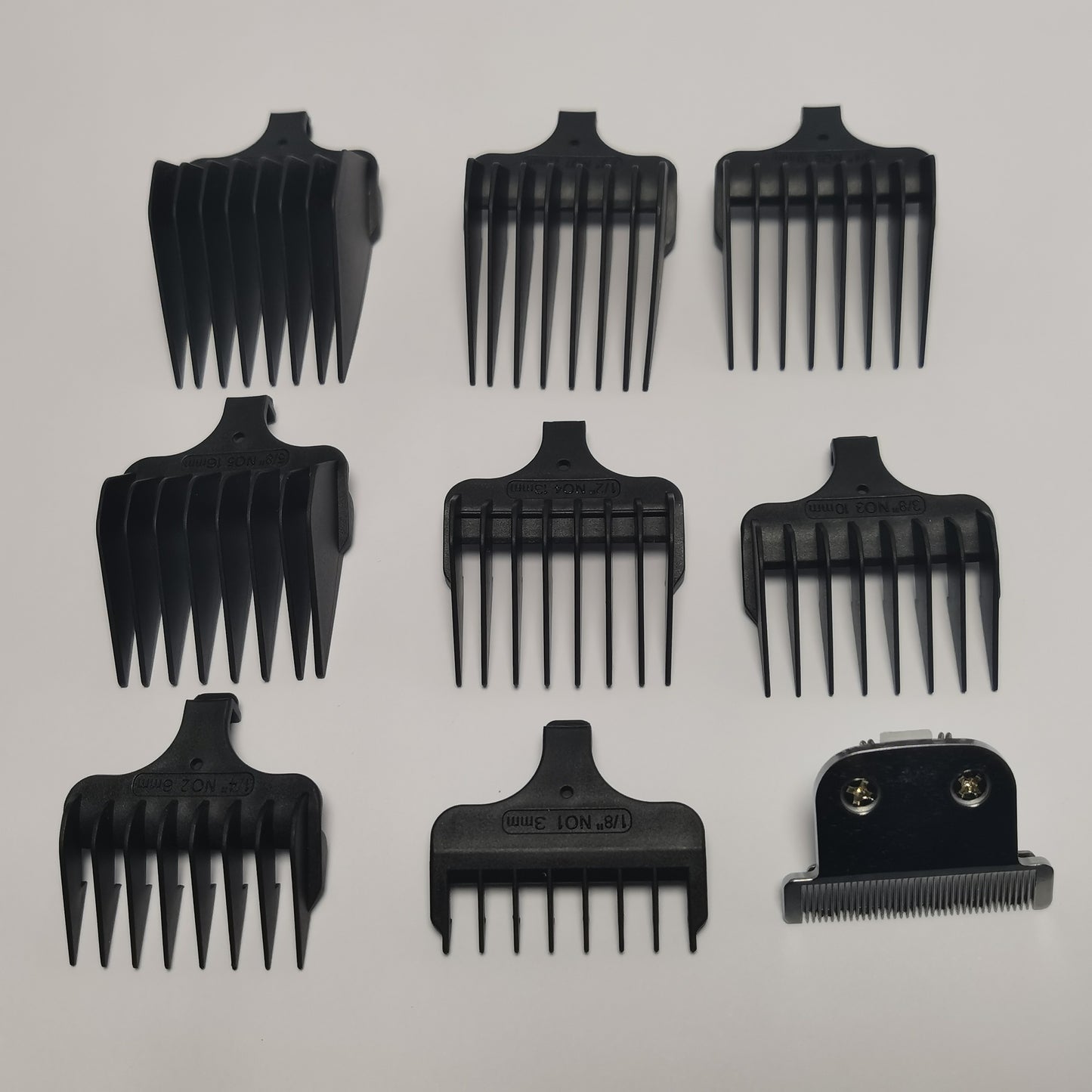 Razor T-Blade + 8X Clipper Comb (#1- #8,1/8"-1",3mm-25mm) Replace For Wahl 9884L 9885 9885L